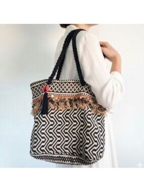 Nalini Originals Beachy BoHo Jaquard Woven Large Tote Bag Purse NWT Vacation